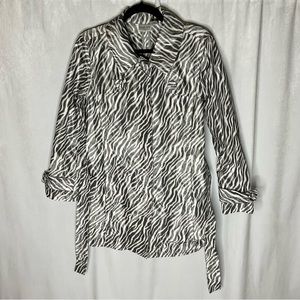 Chico’s Zebra Print Trench Style Jacket Size 1